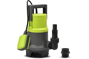 VEATON Electric Submersible Water Pump 400W 13000L/H, with Float Switch and Hose Connector, Drain Clean Water from Garden Pond Swimming Pool Hot Tub Spa Rain Barrel