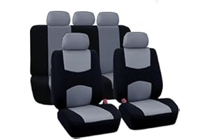 WODHMIEY Fundas asientos coche universales de 5 plazas, apta para fundas asientos coche universales delanteros y traseros con reposacabezas, resistente al desgaste y antideformación (Gris)