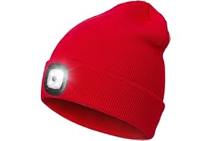 COTOP Unisex LED Headlamp Beanie Cap Men's Women Gift Winter Warm Beanie Hat Hands Free Lighted Beanie Cap for Dog Walking Night, Running, Camping,Hiking