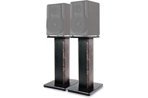 BQKOZFIN 23.62 inch(60cm) Wood Speaker Stands, 1 Pair, Stands for Home-Cinema HiFi Bookshelf Box and Satellite Speakers Wood Grain Enhanced Audio Listening Experience for Home Theaters