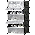 AYSIS DIY Shoe Rack Organizer/Multi-Purpose Plastic 5 Layers Portable and Folding Shoe Rack (Black)