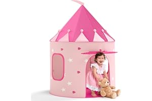 KORIMEFA Kids Play Tent for Age 1-8, Toddler Girls Pop Up Tent Indoor Outdoor Toys, Princess Castle, Baby Children Toy, Playhouse Wendy House Pink, 105x105x135cm