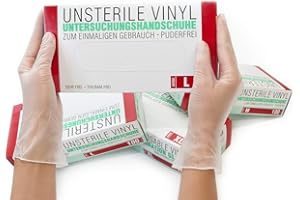 SF Medical Products GmbH Boîte de 100 pièces (L, Transparent), Gants d'examen jetables, sans poudre et latex, médicaux, articles sanitaires pour le nettoyage des cuisines, à usage unique, non stérile