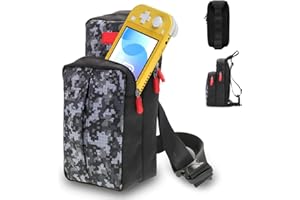 WapoRich Shoulder Bag for Nintendo Switch/Lite, Portable Crossbody Travel Bags for Console Charging, Dock, Joy-con, Pro Controller and Other Accessories, Adjustable Sling Storage Backpack