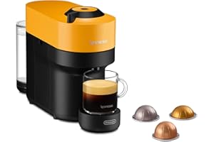 ‎NESPRESSO Nespresso De'Longhi ENV90.Y Vertuo Pop, Kaffeekapselmaschine, bereitet 4 Tassengrößen zu, Centrifusion-Technologie, Willkommens-Paket Inbegriffen, 1260W, 0,56 l, Mango Yellow