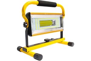 AF-WAN 80W Projecteur LED Rechargeable 7000 Lumens Projecteur de Chantier Super Brillante Lamp Puissante LED Spot IP65 Étanche pour Travaux d'atelier, Garage, Terrasse, Jardin (Jaune)