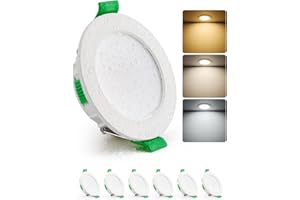HOMEOW Spots de Plafond Extra Plat 4W, Trou 55mm - 68mm Spot LED Encastrable Salle de Bain, Blanc Chaud 2700K Neutre 4000K Froid 6000K Reglable, IP44 Etanche, Lot de 6
