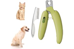 RZMZBY Cortauñas Gatos,Cortauñas Perro,Acero Inoxidable Cortañas Animales,Cortaúñas para Mascotas con Peine antipulgas,para Mascotas Medianas y Pequeñas como Gatos, Perros, Conejos