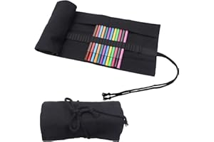 YERIA Astuccio Arrotolabile in Tela con 72 Fori - Porta Matite e Pennelli di Grande Capacità, per Scuola, Artista e Ufficio (nero)