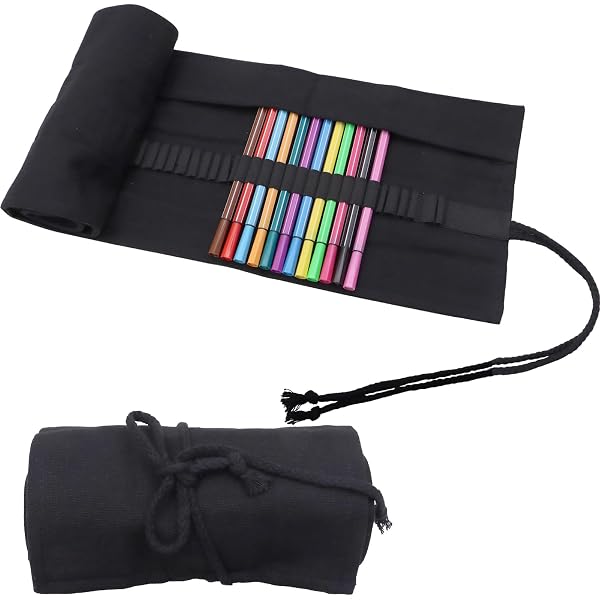 Étui Porte-Pinceaux 20 Emplacements Toile Enroulable - Pochette Rangement Art Aquarelle, Stylo, Calligraphie
