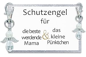 MKISHINE Schutzengel Schlüsselanhänger Geschenk für beste werdende Mama und das Pünktchen Glücksbringer Schwangerschaft Baby unterwegs Babyparty