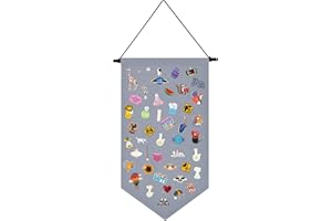 Kunyeah Organizador de broches para colgar en la pared, estuche de almacenamiento de lona colorida, soporte de tablero esmaltado, soporte para colgar insignias, carteles, aretes, colección de