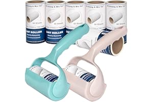 MR HSIUNG & MRS YIN Lint Roller for Clothes, Lint Rollers for Pet Hair, Remover Roller, Extra Sticky roller for Clothes, Carpet, Sofa, Furniture, Lint Remover Brush, 2 Roller + 8 Refills, 480 Sheets Total