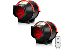 Randaco 150 mm Rohrventilator mit Fernbedienung, Rauchabzug Abluftventilator 2-Gang Regler Inline-Kanalventilator 540m³/h, für Badezimmer, Gewächshaus, Growzelt, Garage (2 Stück)