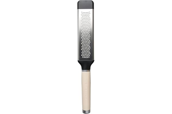 KitchenAid - Râpe à Fromage Ultra Fine en Inox avec Manche Arrondi, Dents Double Face - Couleur Blanc Amande