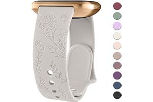 Vancle für Fitbit Versa 4 Armband/Fitbit Versa 3 Armband/Fitbit Sense 2 Armband/Fitbit Sense für Damen Herren, Silikon Armbänder Floral Gravierte Uhrenarmband, Wasserdichtes Sport Ersatzarmband