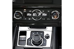 Qirc Interior Air Conditioning Ring for Mazda 3 6 CX5 CX9 2014-2018 Interior Air Conditioning Control Ring Knob Trim Cover (White)