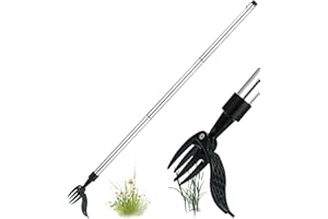 MOFIC Weed Puller, Stand Up Weeding Tool, Detachable Long Handle Weed Puller Root Remover Tool with 4 Claws, Manual Weeder Tool Hand Weed Root Pulling Tool, Picker Grabber for Garden (with Metal Handle)
