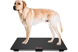 MINDPET-MED Tierwaage für große Hunde, 80 x 50 cm, Veterinärwaage mit Anti-Rutsch-Matte, Tierwaagen-Plattform, Tragkraft bis 100 kg, Genauigkeit 10 g, mit Tara/Halten, Größe L, Schwarz