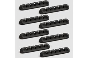 APROMISITH Kabelhalter Kabelclips, 5-Schlitze[8 Stück] kabelmanagement Selbstklebend Kabel Organizer Vielzwecke Kabelführung Set für Schreibtisch Computer PC, USB Ladekabel, ZuhauseBüro