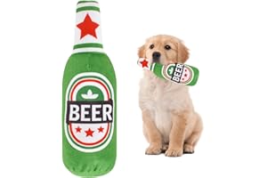 TOLENRE Squeaky Dog Interactive Play Toy, Dog Toys, Interactive Dog Chew Toy, Beer Bottle Plush Puppy Toys Portable Funny Cute Pet Plush Squeaky Dog Toy for Small Medium Dogs and Other Pets