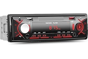 OiLiehu Single Din Car Stereo Bluetooth Hands-Free, 1 Din Car Stereo with FM Radio, LCD Clock Display, MP3 Player Support 2 USB/AUX