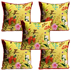 DreamVio Jute Exclusive Decorative Throw/Pillow Covers, Cushion Covers for Living Room, Bed Room, Sofa,Chairs Pack/Set of 5 (Multicolour, Size 12 x 12 Inches)