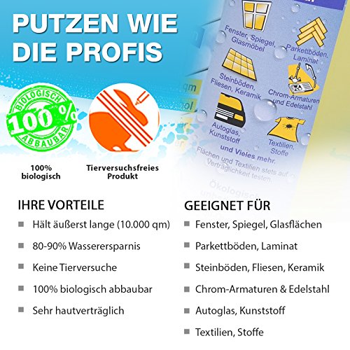 Profi-Glasreiniger Konzentrat, 250 ml | Fensterreiniger mit lotus-ähnlichem Effekt | für Glatt und Glasflächen | Tierversuchsfrei und umweltfreundlich - 4