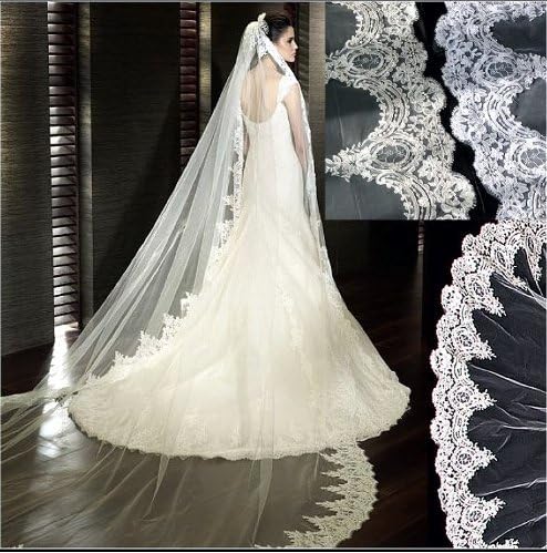 OEO top-level Quality 3 Meter Long Single-layer Embroidery Lace Edge Bridal Wedding Veil
