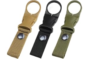 JTKREW KQNM 3 Piezas, Porta Botellas De Agua，Botella De Agua Hebilla Clip，Correa Colgante Al Aire Libre Hebilla De Nylon para Mochila Al Aire Libre Camping Senderismo(Negro, Caqui, Verde)