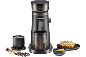 ROMMELSBACHER EKM 600 kaffekvarn i rostfritt stål, 75-stegs malningsgrad, antistatisk funktion, kornbehållare 120 g, 90 g pul
