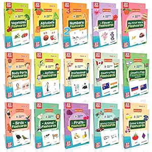 Flash Cards for Kids (Set of 15) Early Learning Flash Cards Easy & Fun Way of Learning 1 Year to 6 Years Babies (Combo Set)