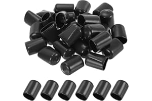 PATIKIL Tapas de Extremo de Vinilo de Goma de 18mm, Paquete de 20 Tapas Flexibles para Tornillos y Pernos Redondos para Proteger Roscas de Tubos Metálicos, Varillas y Pernos, Color Negro