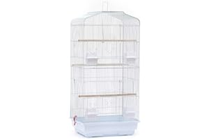 RELOVE Voliere für Vögel, Papageien, unzertrennlich, Nymphensittiche, mit aufklappbarem Dach zum Aufhängen aus Metall (46 x 36 x 92 cm (weiß))