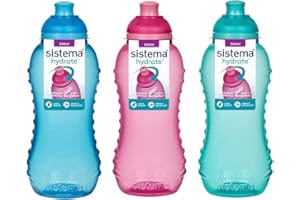 ONLINE KITCHENWARE 3 Sistema 330ml Twist n Sip Drink Bottles, Blue, Pink, Green