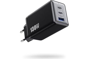 PXWAXPY USB C Charger 130 W, 3-Port PD QC Fast Charger GaN III Power Supply, 65 W Laptop Charger Compatible with MacBook Pro/Air, iPad, Dell XPS, iPad Pro, iPhone 16/15/14, Galaxy S23, SteamDeck, etc