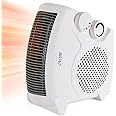 Armo 2KW Fan Heater Flatbed Fan Heater With 2 Settings And Cool Air Function Adjustable Thermostat Portable Fan Electric Fan Heating Heater (White)