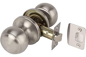 Hunta HANDLEZONE® Riva Passage Knobset, Non-Locking Interior Door Knobset, Adjustable 60-70mm Latch, 1 Set – Satin Stainless Steel