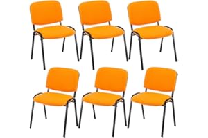 CLP 6er Set Besucherstuhl Ken Stoff I Stapelstuhl Mit Robustem Metallgestell I Polsterstuhl Mit Rückenlehne, Farbe:orange