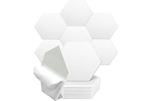 ARTEBTE Acoustic Foam Panels Hexagon - 12 PCS Self-Adhesive 12" X10.3" X0.4" High Density Sound Dampening Absorb Noise for Studio Home Office-White