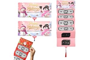 ‎JOHNBOLIN 2 Stück Weihnachts-Geld- oder Geschenkkartenhalter 2026 Upgrade, mit 10 Fächern, CHristmas Cash Gifts Überraschung, Überraschung Christmas Cash Gift Envelope,Kartenhalter für Alle Jubiläen (Rosa)