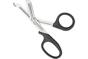 HIGHFITT AZN First Aid Scissors, Bandage Tough Cut Tuff-Cut Trauma Medical Shears for Nurses, Paramedics Doctors Students Theatre Hospitals, Veterinary, Firefighter, Rescue, Home and DIY (Black) (7.5 inches)