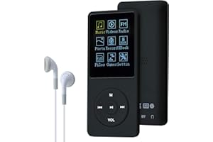 COVVY 8 GB (obsługa karty pamięci SD do 64 GB), przenośny odtwarzacz MP3, 70 godzin odtwarzania muzyki, bezstratny dźwięk, Hi-Fi MP3 (czarny)