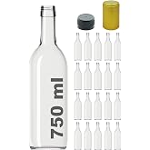 Afracam Standart Şeffaf 750 ml Sızdırmaz Kapaklı ve Kap&uuml;şonlu Boş Cam Şişe 20 Adet