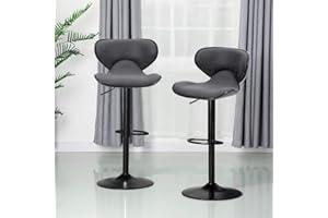 ‎ALPHA HOME Alpha Home Barhocker 2er Set Höhenverstellbar Drehbarer Barstuhl mit Lehne aus PU Leder Stylisch Küchenstühle Tresenhocker mit Fußstütze, bis zu 160KG(Grau)