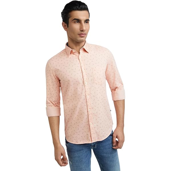 Parx Men's Slim Fit Cotton Linen Blend Solid Pattern Full Sleeve