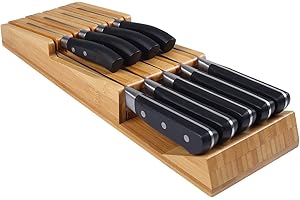 NIUXX portacoltelli da cucina 9 coltelli (non inclusi), cassetto ceppo coltelli da cucina, blocco per coltelli con fessura per coltello staccabile, blocco portacoltelli da cucina vuoto