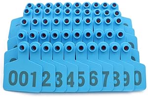 MUALROUS M.Z.A Tieridentifikation Nummerierte Ohrmarken für Ziegen Schweine Schweine Kühe Rinder Kalb Farm Blue Tags TPU Rinder Ohrmarken Packung mit 100 Stück