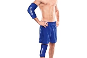 ‎TOLACCEA Kühlpads für Ellenbogen- und Knie Verletzungen | Tolaccea Flexibler Kühlakku Gel für Knie, Ellenbogen, Knöchel, Wade, Arm, Oberschenkel, Kniesehne | Sofortige Schmerzlinderung (Blau, L)