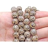 KJIHENSA Perline di Pietra di Agata tibetana Naturale Perline Rotonde Allentate retrò per Collana di Braccialetti Fai-da-Te A